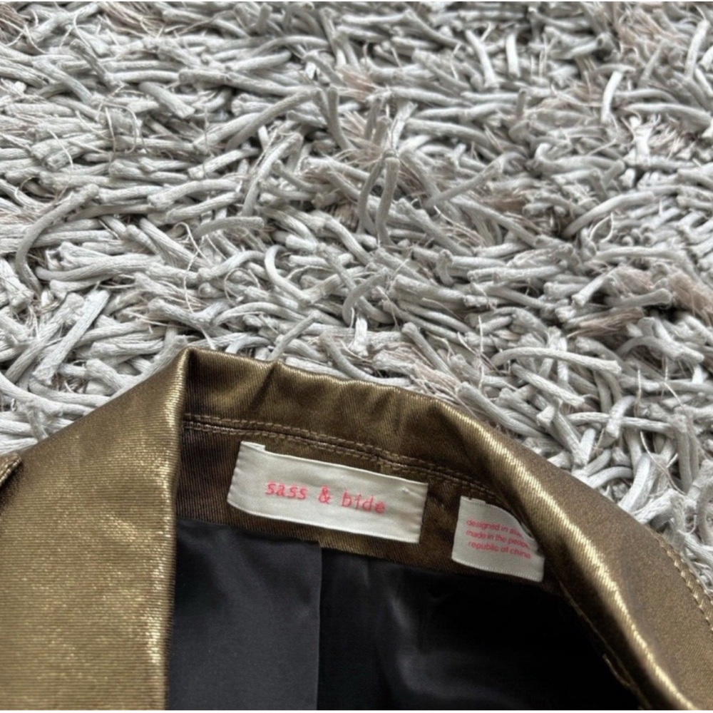 SASS & BIDE Gold Metallic Biker Jacket Sz 2 US NEW - Picture 6 of 8